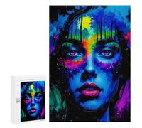 300 PCS Rompecabezas para Adultos Colorful Woman with Forest Silhouette Rompecabezas para Adultos Juegos Relajantes Corte De Precisión Cumpleaños Y Navidad 300 PCS