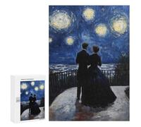 300 PCS Rompecabezas para Adultos Couple Under Starry Night Painting Rompecabezas para Adultos Juguete Decoración De Pared Decoración del Hogar 300 PCS