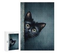 300 PCS Rompecabezas para Adultos Curious Black Cat Peeking Rompecabezas para Adultos Juguetes Antiestrés Pero Regalos Divertidos Y Humorísticos para Amigos Y Familiares 300 PCS