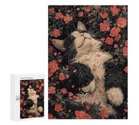 300 PCS Rompecabezas para Adultos Cute Cat Rolling Sakura Rompecabezas para Adultos Juegos Relajantes Corte De Precisión Cumpleaños Y Navidad 300 PCS