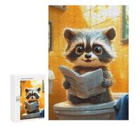300 PCS Rompecabezas para Adultos Cute Raccoon Reading Newspaper Toilet Funny Rompecabezas para Adultos Juego De Ingenio Pero Divertidos Y Regalos Humorísticos para Amigos Y Familiares 300 PCS