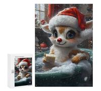 300 PCS Rompecabezas para Adultos Cute Reindeer in A Bath Christmas Rompecabezas para Adultos Juguete Decoración De Pared Decoración del Hogar 300 PCS