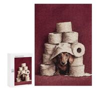 300 PCS Rompecabezas para Adultos Dachshund in Toilet Paper Fort Dachshund Toilet Rompecabezas para Adultos Juegos De Relajación Regalos para Mujeres Regalos De Cumpleaños 300 PCS