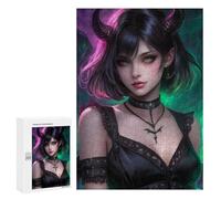 300 PCS Rompecabezas para Adultos Demon Girl with Green Eyes Rompecabezas para Adultos Juego De Ingenio Pero Divertidos Y Regalos Humorísticos para Amigos Y Familiares 300 PCS