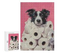 300 PCS Rompecabezas para Adultos Dog in Toilet Paper Mountain Painting Border Collie Wall Art Rompecabezas para Adultos Juegos Relajantes Corte De Precisión Cumpleaños Y Navidad