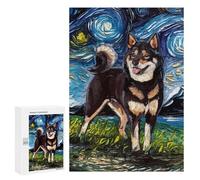 300 PCS Rompecabezas para Adultos Dog Starry Night Shiba Inu Rompecabezas para Adultos Juego De Ingenio Pero Divertidos Y Regalos Humorísticos para Amigos Y Familiares 300 PCS