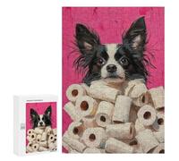 300 PCS Rompecabezas para Adultos Dog with Toilet Paper Painting Papillon Dog Toilet Art Rompecabezas para Adultos Juguetes Antiestrés Una Obra De Arte Difícil Y Desafiante 300 PCS