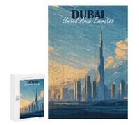 300 PCS Rompecabezas para Adultos Dubai, United Arab Emirates Skyline Art Rompecabezas para Adultos Juego De Ingenio Pero Divertido Y Humorístico Actividades Divertidas En Casa, 300 PCS
