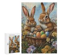 300 PCS Rompecabezas para Adultos Easter Basket with Bunnies Rompecabezas para Adultos: Alivio del Estrés, Dificultad Alta Y Desafío, Diversión Familiar Y Noche De Juegos 300 PCS