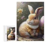 300 PCS Rompecabezas para Adultos Easter Bunny with Egg Basket Rompecabezas para Adolescentes Regalo De Cumpleaños Ayuda A Ejercitar El Cerebro Juego Desafiante Regalos 300 PCS