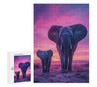300 PCS Rompecabezas para Adultos Elephant Family Sunset Rompecabezas para Adultos Juguete Decoración De Pared Decoración del Hogar 300 PCS