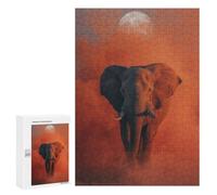 300 PCS Rompecabezas para Adultos Elephant Under The Moon in Orange Haze Rompecabezas para Adultos Juguetes De Bricolaje Decoración del Hogar Difíciles Y Desafiantes 300 PCS