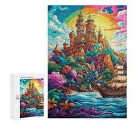300 PCS Rompecabezas para Adultos Fantasy Castle by The Sea Rompecabezas para Adultos Juguete Decoración De Pared Pero Divertido Y Humorístico Desafiante De Completar 300 PCS
