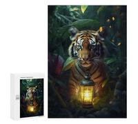300 PCS Rompecabezas para Adultos Fantasy Lamp Tiger Cub Rompecabezas para Adultos Juguetes Antiestrés Una Obra De Arte Difícil Y Desafiante 300 PCS