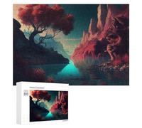 300 PCS Rompecabezas para Adultos Fantasy Landscape with Red Trees Rompecabezas Juguetes Antiestrés Regalos para Mujeres Difíciles Y Desafiantes 300 PCS