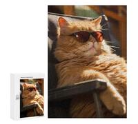 300 PCS Rompecabezas para Adultos Fat Cat Chilling Sun Beach Rompecabezas para Adultos Juegos Divertidos Alivia El Estrés Desafiante De Completar 300 PCS