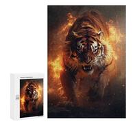300 PCS Rompecabezas para Adultos Fiery Tiger Fire Flames Rompecabezas para Adultos Juguete Decoración De Pared Mejora Los Recuerdos Regalos para Amigos Y Familiares 300 PCS