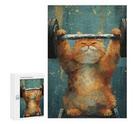 300 PCS Rompecabezas para Adultos Fitness Tabby Cat Fat Gym Rompecabezas para Adultos Juguete Decoración De Pared Mejora Los Recuerdos Regalos para Amigos Y Familiares 300 PCS