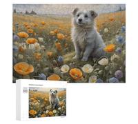 300 PCS Rompecabezas para Adultos Floral Field with Dog Rompecabezas para Adultos Juguete Decoración De Pared Pero Divertido Y Humorístico Desafiante De Completar 300 PCS