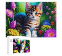 300 PCS Rompecabezas para Adultos Floral Garden Kitten -3 Rompecabezas para Adultos Juguetes Antiestrés Decoración del Hogar Cumpleaños Y Navidad 300 PCS