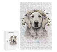 300 PCS Rompecabezas para Adultos Floral Great Pyrenees Dog Rompecabezas para Adultos Juegos Familiares Regalos para Mujeres 300 PCS