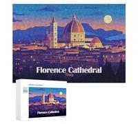 300 PCS Rompecabezas para Adultos Florence Cathedral Italy Cityscape Illustration Rompecabezas para Adultos Juguete Decoración De Pared Mejorar La Memoria Regalos para Amigos Y Familiares 300 PCS