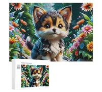 300 PCS Rompecabezas para Adultos Flower Garden with Cute Puppy Rompecabezas Juguetes Antiestrés Regalos para Mujeres Difíciles Y Desafiantes 300 PCS