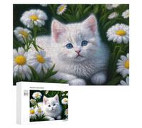 300 PCS Rompecabezas para Adultos Fluffy White Kitten with Blue Eyes Rompecabezas para Adultos Juegos De Relajación Regalo De Cumpleaños Cumpleaños Y Navidad 300 PCS