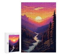 300 PCS Rompecabezas para Adultos Forest Sunset Pixel Art Rompecabezas para Adultos Juguetes De Bricolaje Análisis Y Lógica Cumpleaños Y Navidad 300 PCS