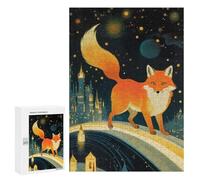 300 PCS Rompecabezas para Adultos Fox on A Starry Night Rompecabezas para Adultos Juegos Divertidos Vacaciones En Casa Matar El Tiempo Regalos De Cumpleaños Y Únicos 300 PCS