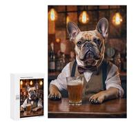 300 PCS Rompecabezas para Adultos French Bulldog in The Pub Rompecabezas para Adultos Juguetes Antiestrés Una Obra De Arte Difícil Y Desafiante 300 PCS