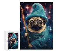 300 PCS Rompecabezas para Adultos Funny Pug Wizard Pixel Art Rompecabezas para Adultos Juegos Divertidos Alivia El Estrés Desafiante De Completar 300 PCS