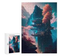 300 PCS Rompecabezas para Adultos Futuristic Sakura Temple Rompecabezas para Adultos Juguetes Antiestrés Una Obra De Arte Difícil Y Desafiante 300 PCS