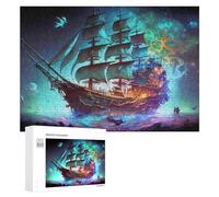 300 PCS Rompecabezas para Adultos Ghost Ship in Mystic Waters Rompecabezas para Adultos Juguetes Antiestrés Decoración del Hogar Cumpleaños Y Navidad 300 PCS
