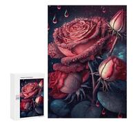 300 PCS Rompecabezas para Adultos Glowing Red Rose Wall Art Rompecabezas para Adultos Juguetes Antiestrés Pero Regalos Divertidos Y Humorísticos para Amigos Y Familiares 300 PCS