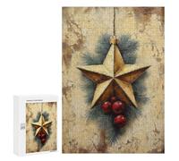300 PCS Rompecabezas para Adultos Gold Star Christmas Ornament Rompecabezas para Adultos Juegos Relajantes Corte De Precisión Cumpleaños Y Navidad 300 PCS