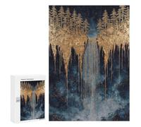 300 PCS Rompecabezas para Adultos Golden Forest Waterfall Painting Rompecabezas para Adolescentes: Mejora La Memoria. Cada Pieza Es Única. Juguetes Y Juegos Educativos 300 PCS
