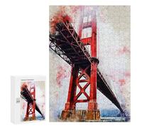 300 PCS Rompecabezas para Adultos Golden Gate in Watercolor Rompecabezas para Adultos Juguete Decoración De Pared Decoración del Hogar 300 PCS
