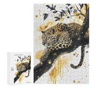300 PCS Rompecabezas para Adultos Golden Leopard Watercolor Rompecabezas para Adultos Juego De Ingenio Pero Divertidos Y Regalos Humorísticos para Amigos Y Familiares 300 PCS