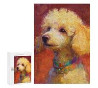 300 PCS Rompecabezas para Adultos Golden Poodle Painting Artwork Rompecabezas para Adultos para La Diversión Familiar para Cumpleaños, Navidad, Juego De Desafío Único 300 PCS