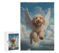 300 PCS Rompecabezas para Adultos Goldendoodle Dog Flying in The Sky Goldendoodle Remembrance Wall Art Rompecabezas para Adultos Juegos Relajantes Corte De Precisión Cumpleaños Y