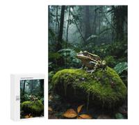 300 PCS Rompecabezas para Adultos Green Frog on Mossy Rock Juego Familiar De Rompecabezas Análisis Y Lógica Interacción Entre Padres E Hijos 300 PCS
