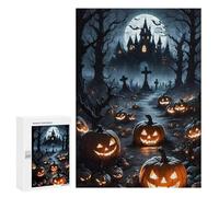 300 PCS Rompecabezas para Adultos Halloween Spooky Night Scene Rompecabezas para Adolescentes: Mejora La Memoria. Cada Pieza Es Única: Juguetes Educativos De Aprendizaje 300 PCS