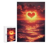 300 PCS Rompecabezas para Adultos Heart Sunset Over The Ocean Rompecabezas para Adultos Juegos Divertidos Vacaciones En Casa Matar El Tiempo Regalos De Cumpleaños Y Únicos 300 PCS