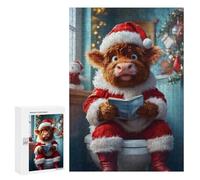300 PCS Rompecabezas para Adultos Highland Cow Santa Toilet Rompecabezas para Adultos Juegos De Relajación Regalos para Mujeres Regalos De Cumpleaños 300 PCS
