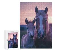 300 PCS Rompecabezas para Adultos Horse and Foal at Sunset Rompecabezas para Adultos Juego De Ingenio Pero Divertidos Y Regalos Humorísticos para Amigos Y Familiares 300 PCS
