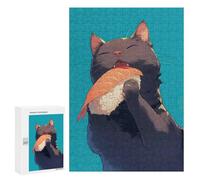 300 PCS Rompecabezas para Adultos Kawaii Cat Eating Sashimi Rompecabezas para Adultos Juego De Ingenio Pero Divertidos Y Regalos Humorísticos para Amigos Y Familiares 300 PCS