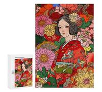 300 PCS Rompecabezas para Adultos Kimono Flowers Asian Art Rompecabezas para Adultos Juegos Relajantes Corte De Precisión Cumpleaños Y Navidad 300 PCS