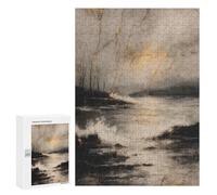 300 PCS Rompecabezas para Adultos Kintsugi Coastal Landscape in Gold Rompecabezas para Adultos Juego De Ingenio Pero Divertido Y Humorístico Actividades Divertidas En Casa, 300 PCS