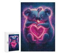 300 PCS Rompecabezas para Adultos Koala Couple Love Rompecabezas para Adultos Juegos Divertidos Alivia El Estrés Desafiante De Completar 300 PCS